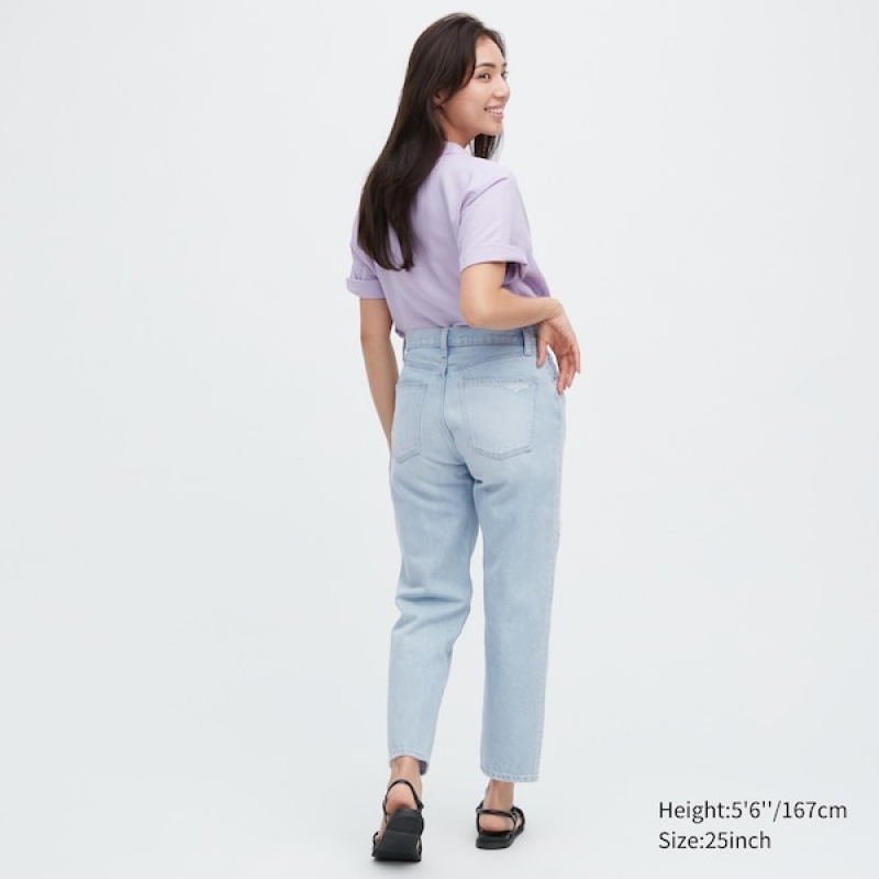 Uniqlo Boyfriend Tapered Ženske Traperice Plave | 8401-CPQAZ