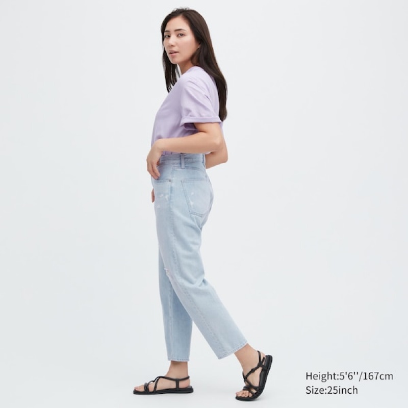 Uniqlo Boyfriend Tapered Ženske Traperice Plave | 8401-CPQAZ