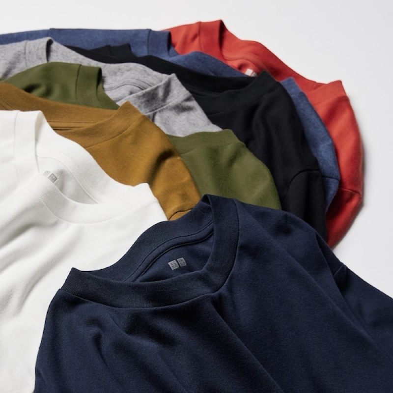 Uniqlo Brushed Cotton Crew Neck Long-Sleeve Muške Majice Sive | 6509-EUYNP