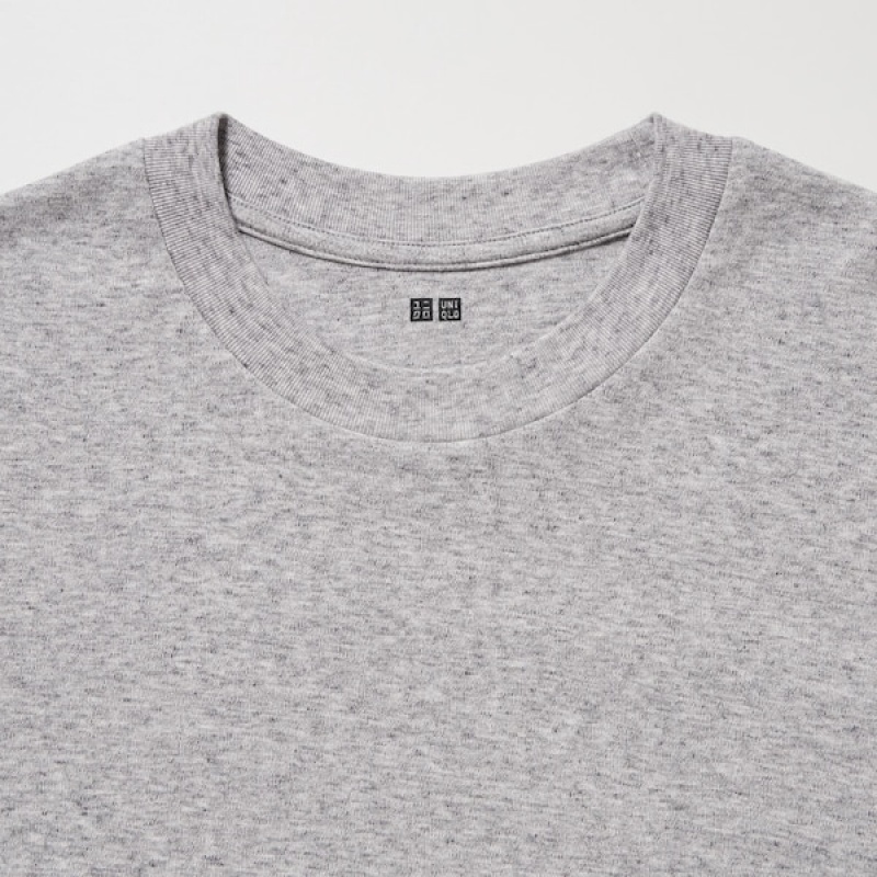 Uniqlo Brushed Cotton Crew Neck Long-Sleeve Muške Majice Sive | 6509-EUYNP