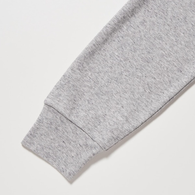 Uniqlo Brushed Cotton Crew Neck Long-Sleeve Muške Majice Sive | 6509-EUYNP