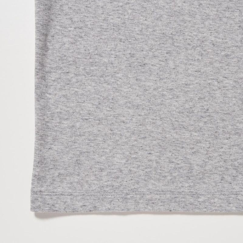 Uniqlo Brushed Cotton Crew Neck Long-Sleeve Muške Majice Sive | 6509-EUYNP