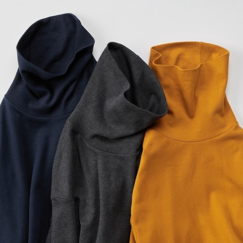 Uniqlo Brushed Cotton Turtleneck Long-Sleeve Muške Majice Sive | 2791-YICZN