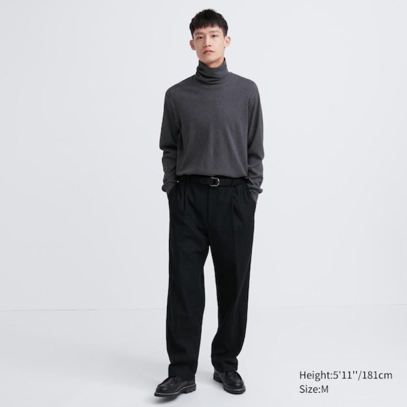 Uniqlo Brushed Cotton Turtleneck Long-Sleeve Muške Majice Sive | 2791-YICZN