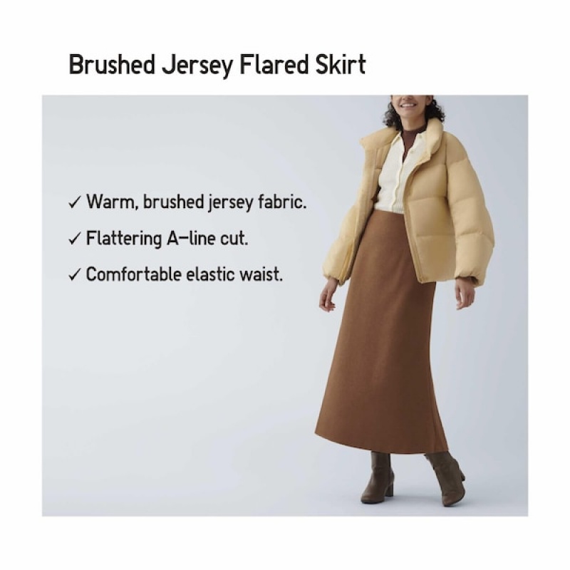 Uniqlo Brushed Jersey Flared Ženske Suknje Boje Marelice | 4012-GIKNS