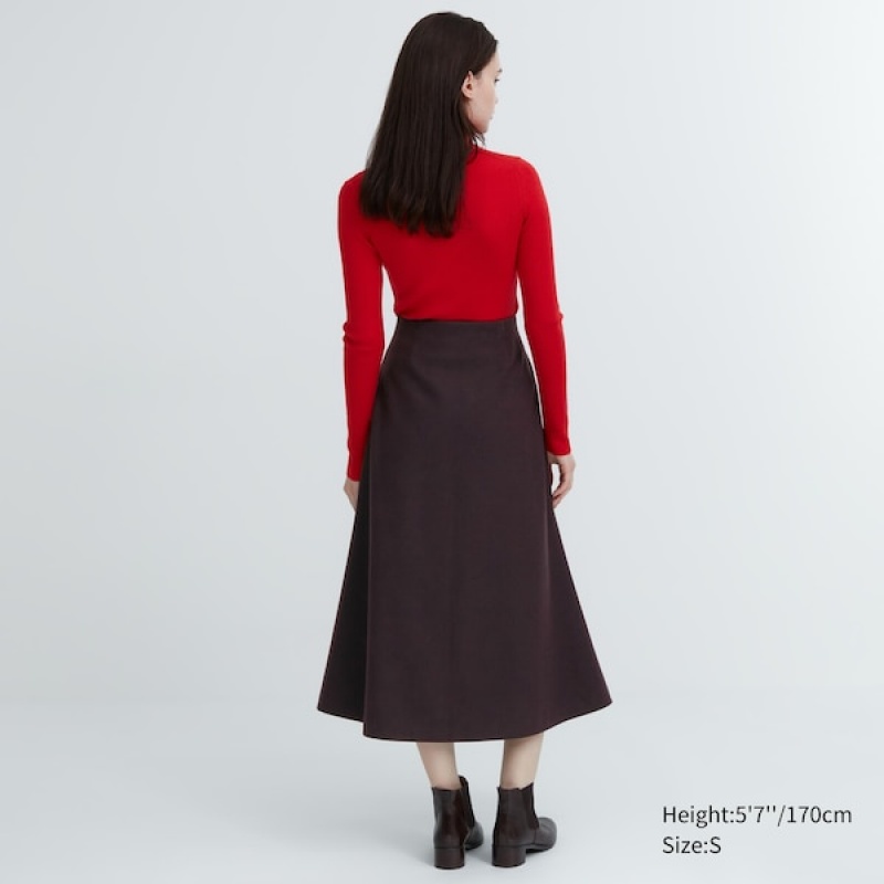 Uniqlo Brushed Jersey Flared Ženske Suknje Bordo | 7502-GKLIE