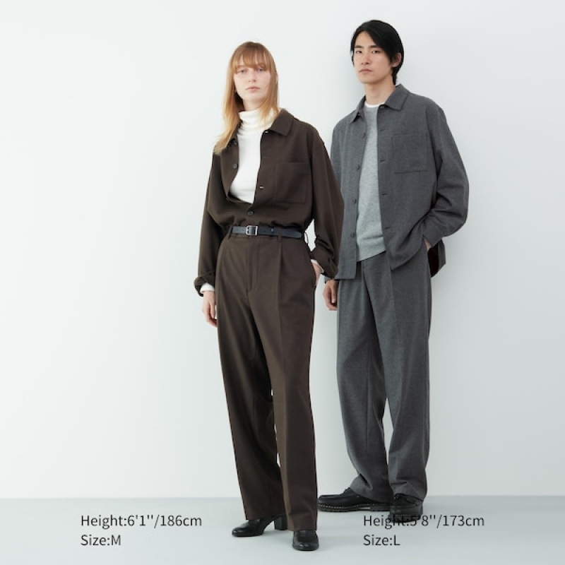 Uniqlo Brushed Twill Muške Gornja Majica Sive | 0491-UPYXC