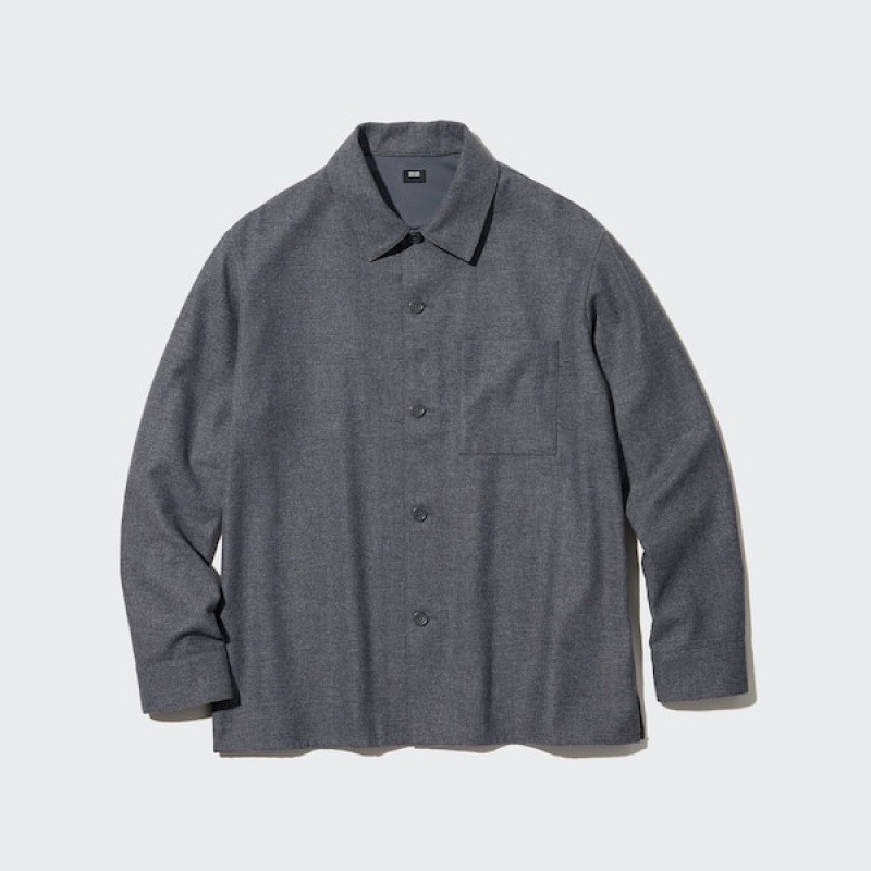 Uniqlo Brushed Twill Muške Gornja Majica Sive | 0491-UPYXC