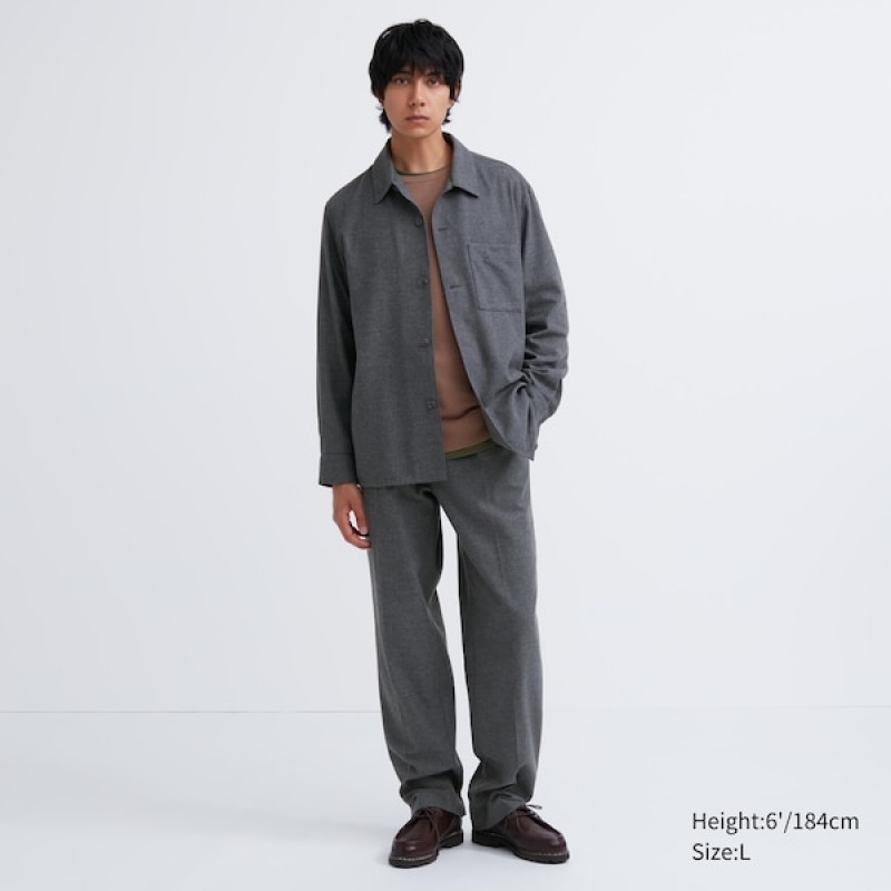 Uniqlo Brushed Twill Muške Gornja Majica Sive | 0491-UPYXC
