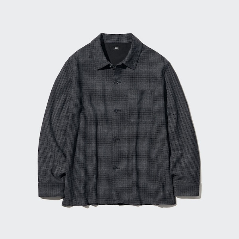 Uniqlo Brushed Twill Muške Gornja Majica Tamno Sive | 3687-OZFWQ