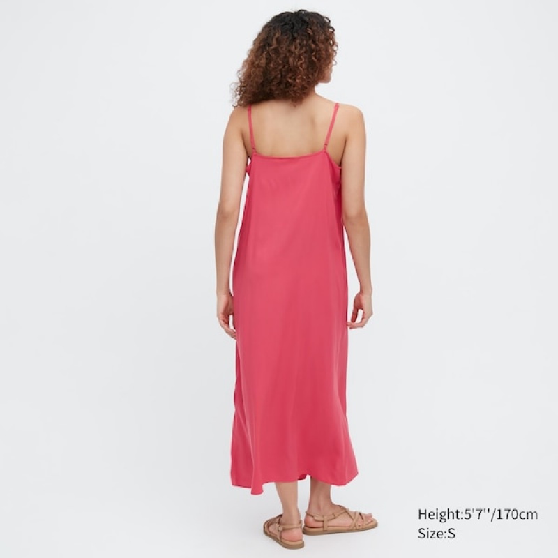 Uniqlo Button Down Camisole Flare Ženske Haljina Roze | 9206-QSCEF