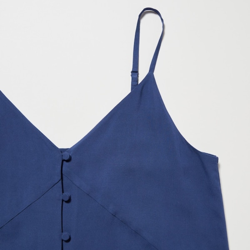 Uniqlo Button Down Camisole Flare Ženske Haljina Plave | 1753-XAKBC