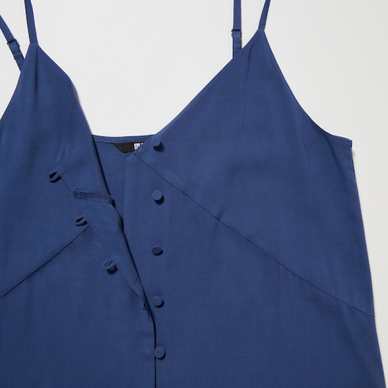 Uniqlo Button Down Camisole Flare Ženske Haljina Plave | 1753-XAKBC