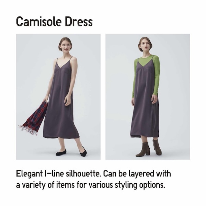 Uniqlo Camisole Midi Ženske Haljina Sive | 8760-AZMYS