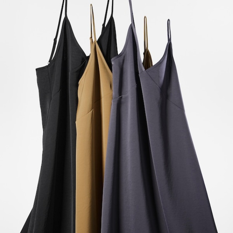 Uniqlo Camisole Midi Ženske Haljina Sive | 8760-AZMYS