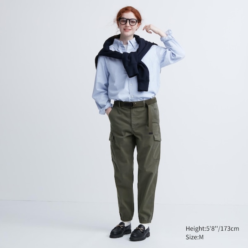 Uniqlo Cargo Ženske Jogger Hlače Zelene | 9850-OPWFD
