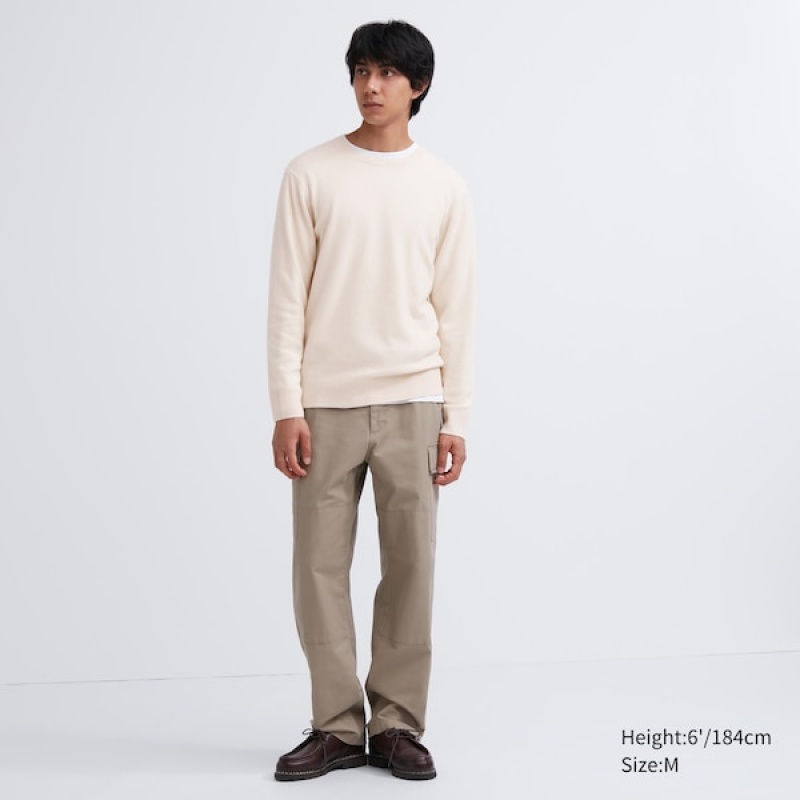 Uniqlo Cashmere Crew Neck Long-Sleeve Muške Džemperi Bež | 3567-FIBYL