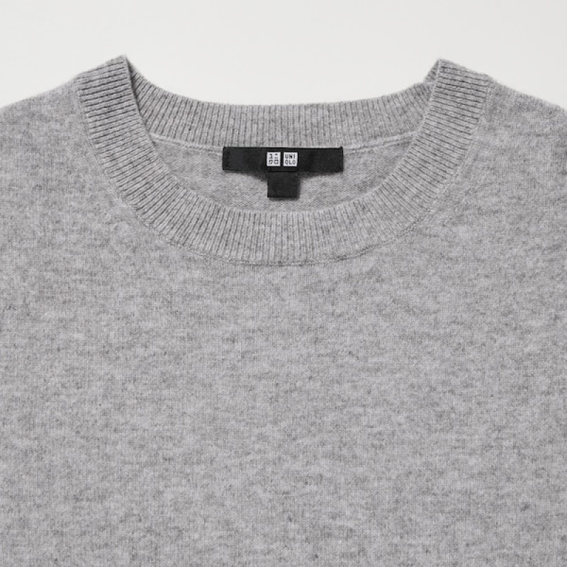 Uniqlo Cashmere Crew Neck Long-Sleeve Ženske Džemperi Sive | 5974-LIZCF