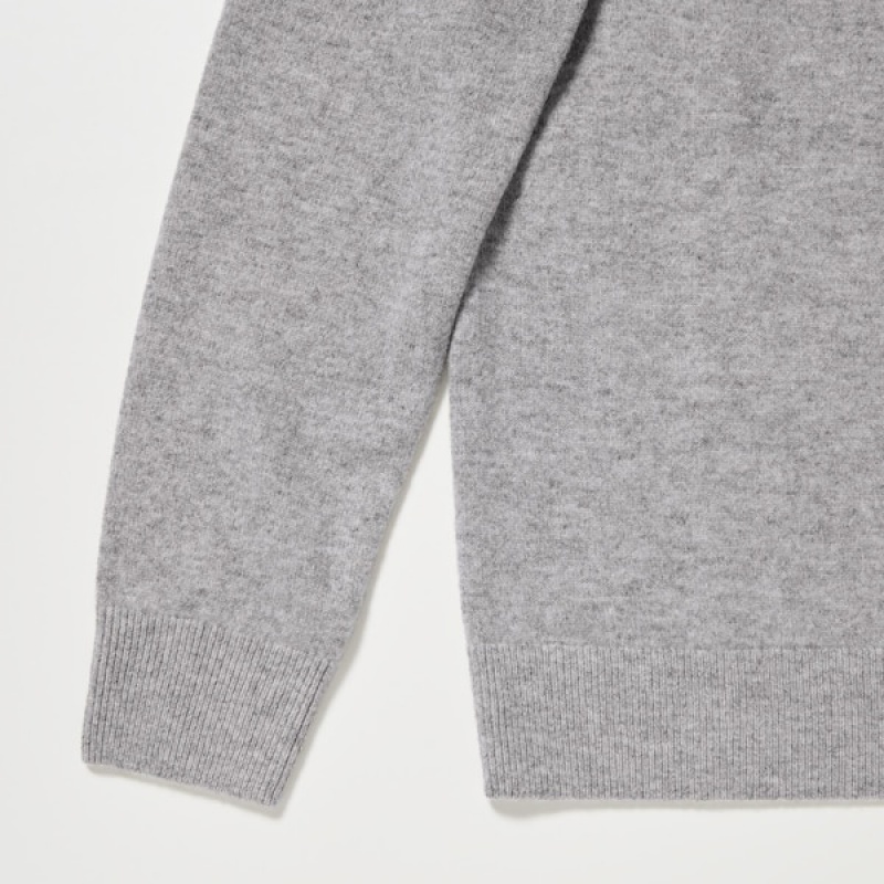 Uniqlo Cashmere Crew Neck Long-Sleeve Ženske Džemperi Sive | 5974-LIZCF
