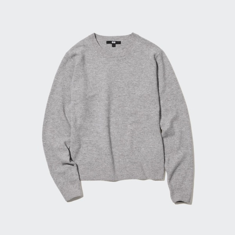 Uniqlo Cashmere Crew Neck Long-Sleeve Ženske Džemperi Sive | 5974-LIZCF
