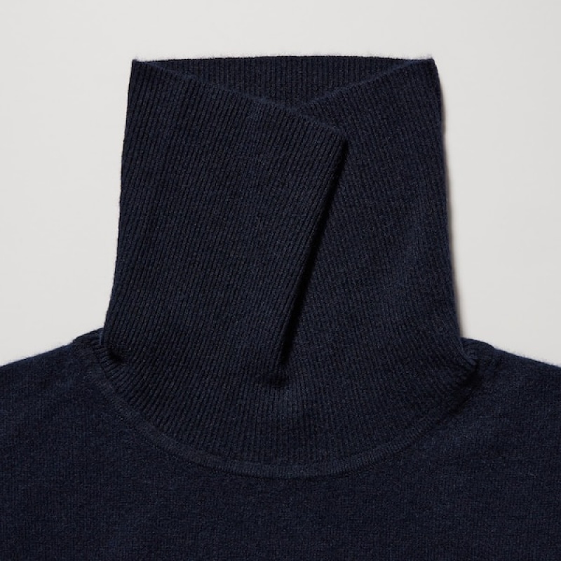 Uniqlo Cashmere Turtleneck Long-Sleeve Ženske Džemperi Tamnoplave | 3960-BODAJ