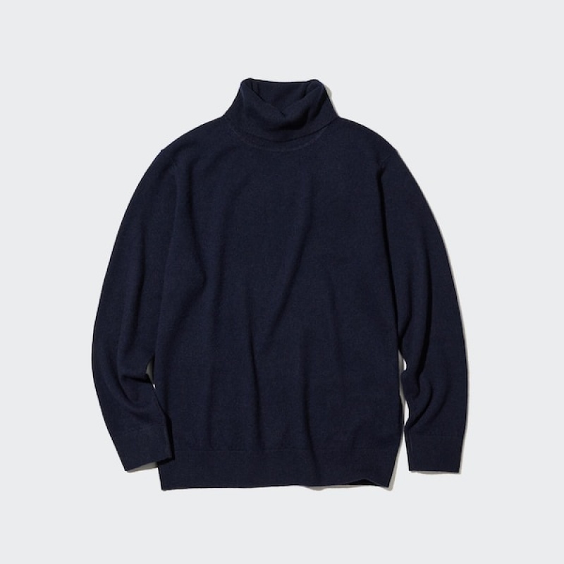 Uniqlo Cashmere Turtleneck Long-Sleeve Ženske Džemperi Tamnoplave | 3960-BODAJ