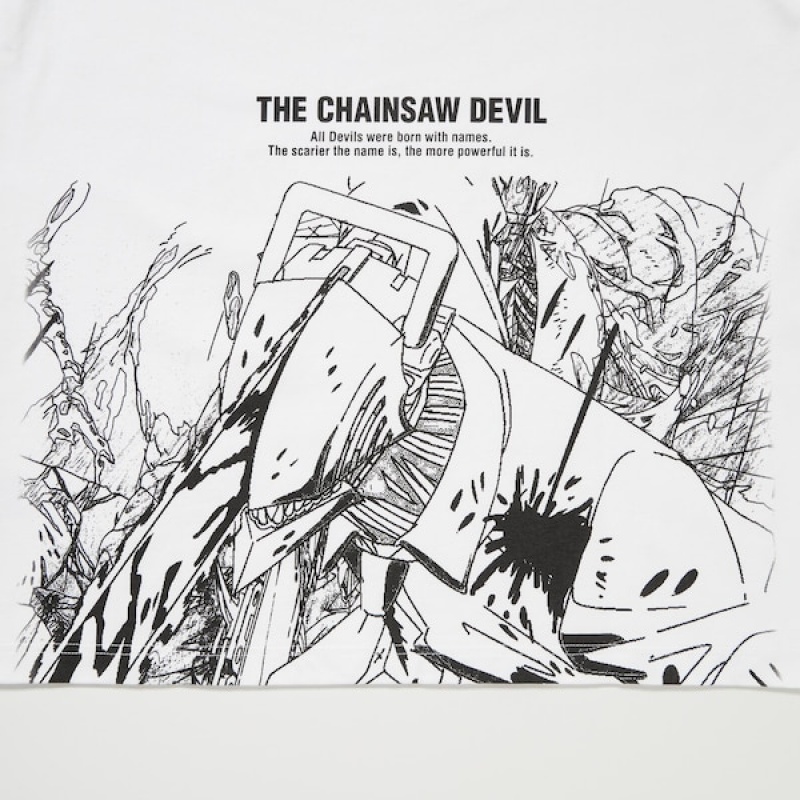Uniqlo Chainsaw Man × Kosuke Kawamura UT Muške Majice Bijele | 1037-GHVZS
