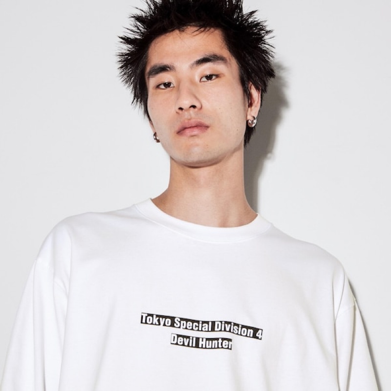 Uniqlo Chainsaw Man × Kosuke Kawamura UT Muške Majice Bijele | 1037-GHVZS