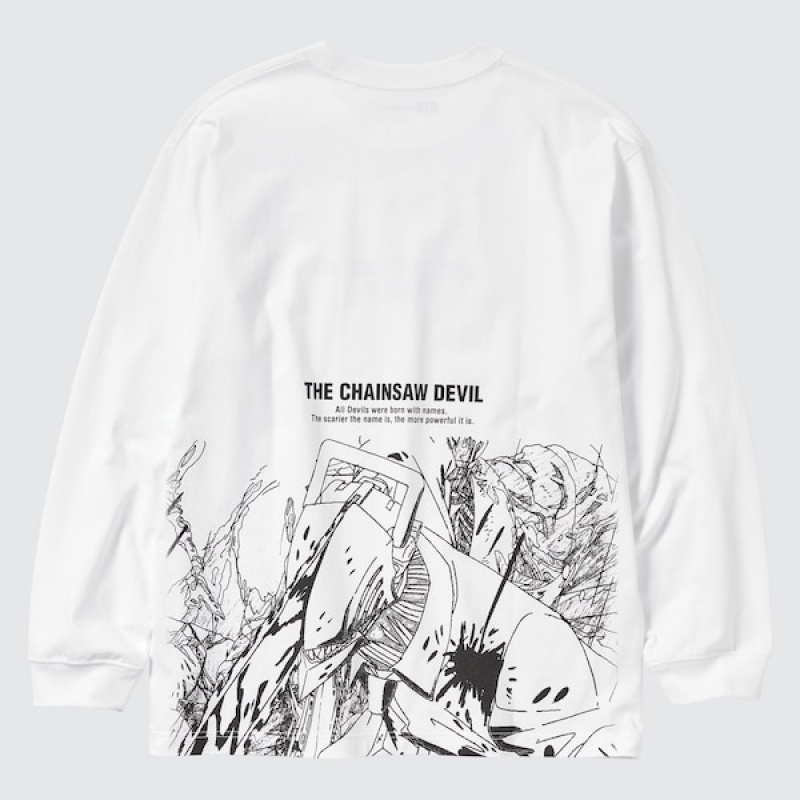 Uniqlo Chainsaw Man × Kosuke Kawamura UT Muške Majice Bijele | 1037-GHVZS