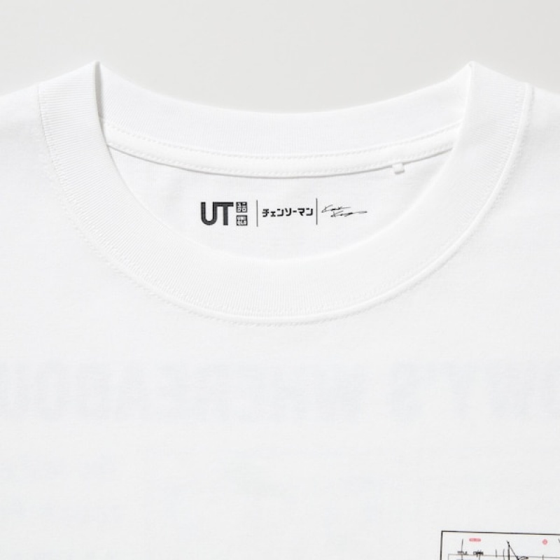 Uniqlo Chainsaw Man × Kosuke Kawamura UT Muške Majice Bijele | 4581-MIENR