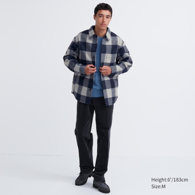 Uniqlo Checked Overshirt Muške jackets Plave | VAGIHE-182
