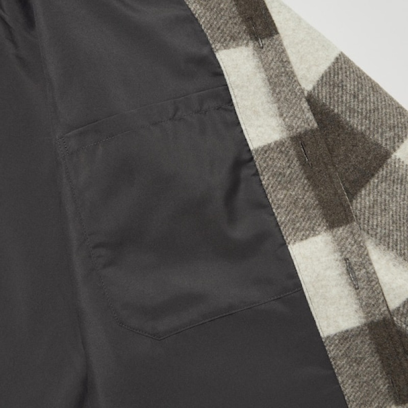 Uniqlo Checked Overshirt Muške jackets Smeđe | VUPGLR-648