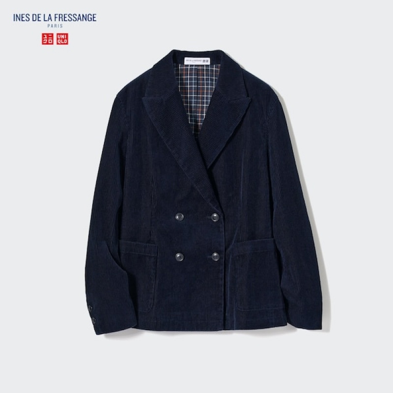 Uniqlo Corduroy Double-Breasted Ženske jackets Tamnoplave | 9308-BXGTQ