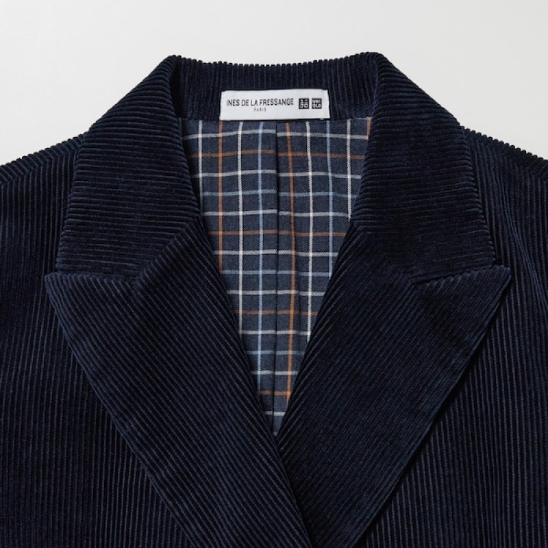 Uniqlo Corduroy Double-Breasted Ženske jackets Tamnoplave | 9308-BXGTQ