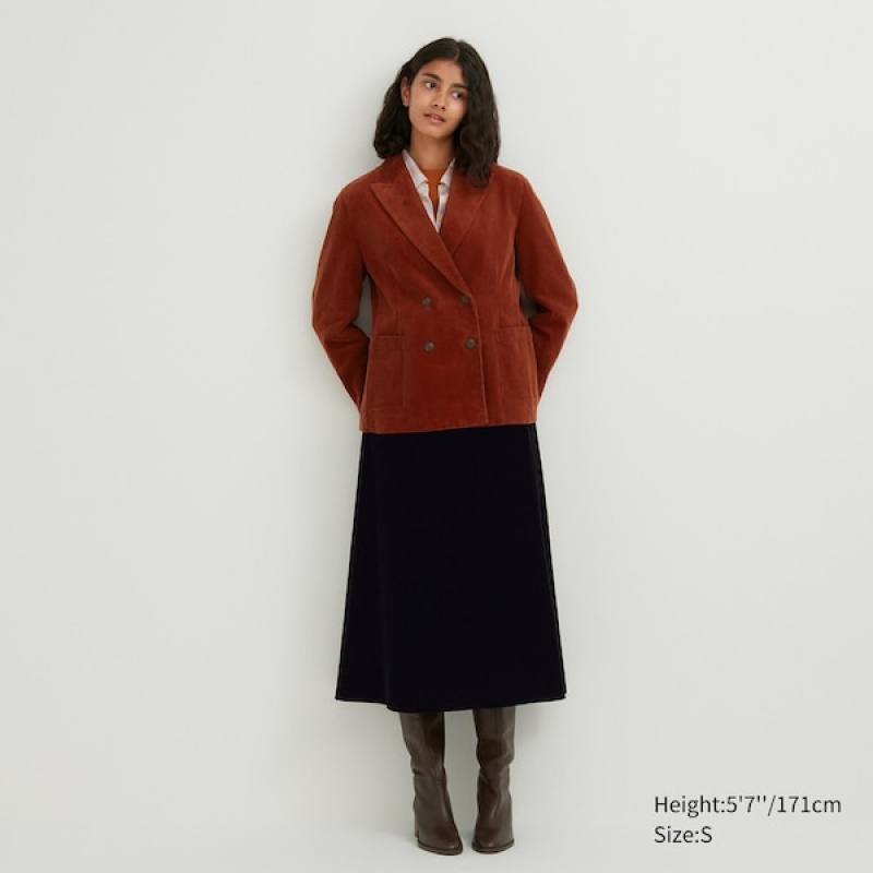 Uniqlo Corduroy Double-Breasted Ženske jackets Smeđe | 6215-DGLWU