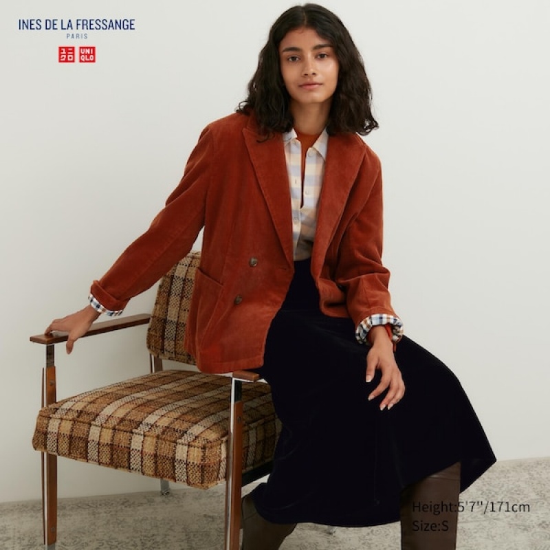 Uniqlo Corduroy Double-Breasted Ženske jackets Smeđe | 6215-DGLWU