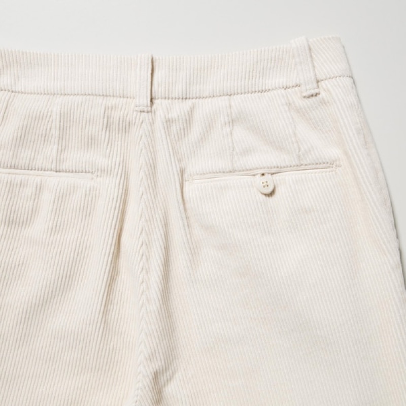 Uniqlo Corduroy Tapered Ankle Ženske Hlače Bijele | 4573-ICAGB