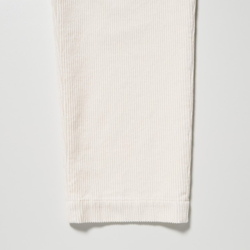 Uniqlo Corduroy Tapered Ankle Ženske Hlače Bijele | 4573-ICAGB