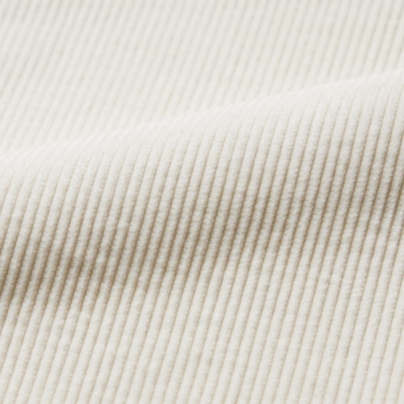 Uniqlo Corduroy Wide-Fit Plisirana Ženske Hlače Bijele | 3095-GWEAP