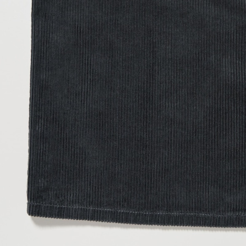Uniqlo Corduroy Work Long-Sleeve Muške Košulje Crne | 4261-FXBOL