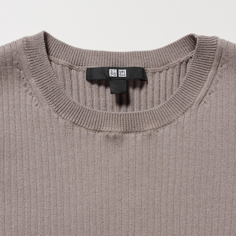 Uniqlo Cotton Blend Knit Sleeveless Ženske Haljina Bež | 1846-ZDGUH