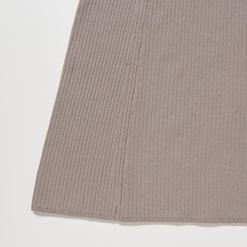 Uniqlo Cotton Blend Knit Sleeveless Ženske Haljina Bež | 1846-ZDGUH