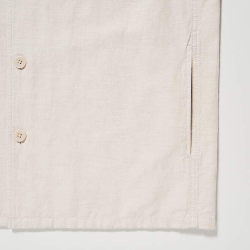 Uniqlo Cotton Linen Over Shirt Muške jackets Bijele | DMCFHX-930
