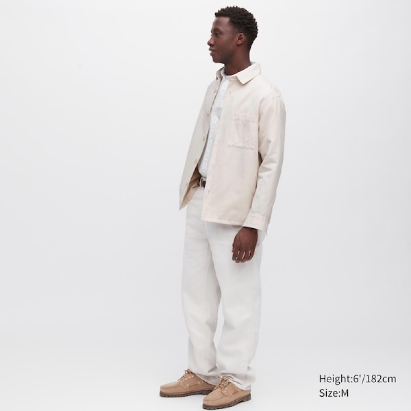 Uniqlo Cotton Linen Over Shirt Muške jackets Bijele | DMCFHX-930