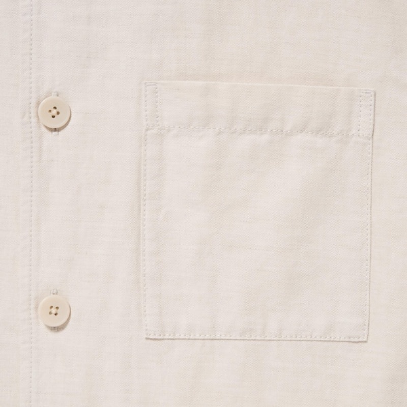 Uniqlo Cotton Linen Over Shirt Muške jackets Bijele | DMCFHX-930