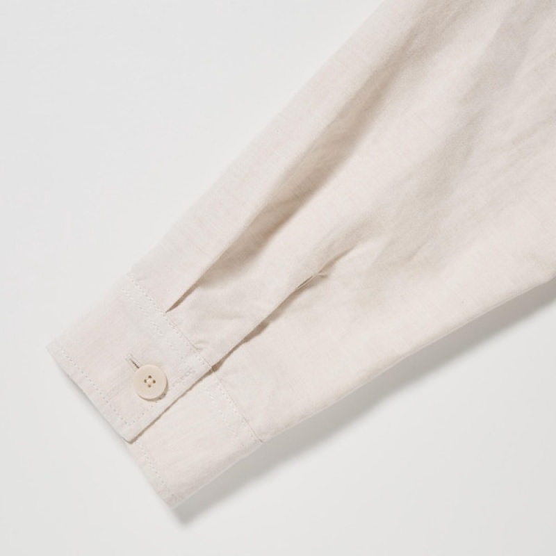 Uniqlo Cotton Linen Over Shirt Muške jackets Bijele | DMCFHX-930