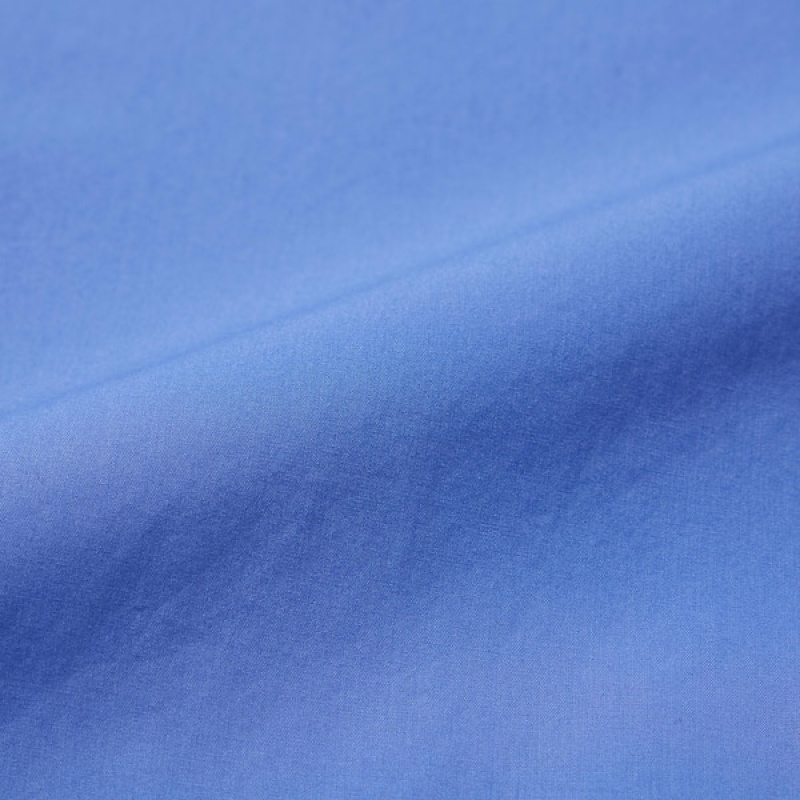 Uniqlo Cotton Long-Sleeve Ženske Košulje Plave | 2071-LKUPZ