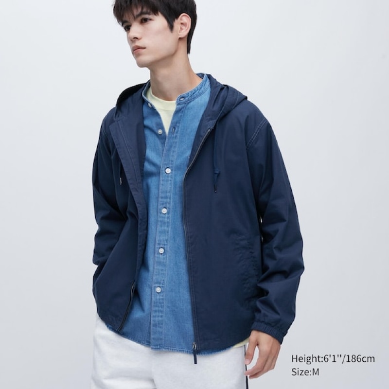 Uniqlo Cotton Muške Parka Tamnoplave | EAKUNT-763