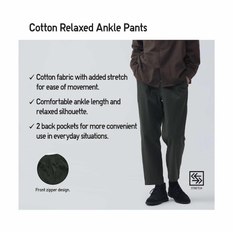 Uniqlo Cotton Relaxed Ankle Muške Hlače Crne | 6913-ARZGP