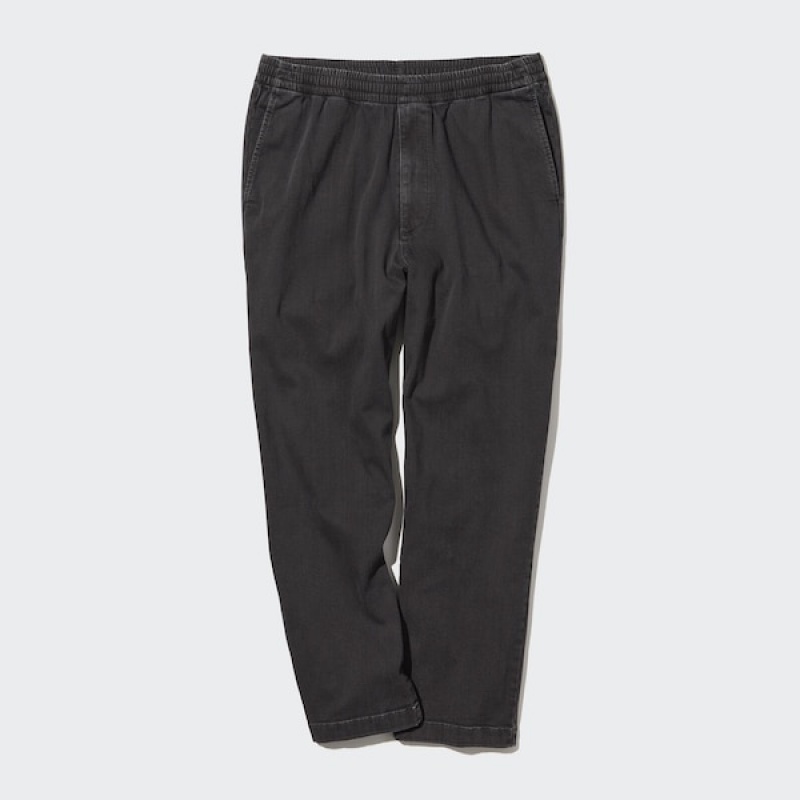 Uniqlo Cotton Relaxed Ankle Muške Hlače Crne | 6913-ARZGP